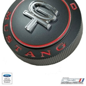 1966 Mustang GT Gas Cap, Restomod Black Finish, Vented w/ Security Cable