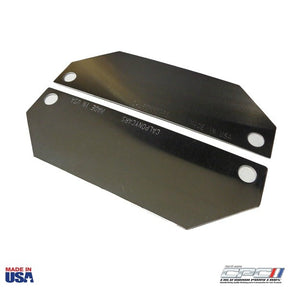 1964-1966 Ford Mustang small block motor mount heat shields to insulate the rubber motor mounts, Made in USA by California Pony Cars. back view