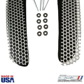 Top view of 1968 Ford Mustang California Special Lower Side Scoop Grille Kit, LH & RH inserts with rivets and washers, Made in USA by California Pony Cars