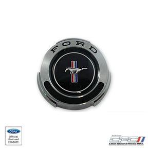 1965-1966 'T-5' Mustang Gas Cap ”Export Model” Vented with security cable on back to prevent theft.