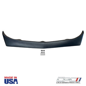 Top view 1969 Mustang Mach 1 front air dam spoiler reproduction USA made, on white back ground with CPC logo. 