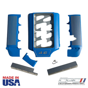 2005-2010 4.6L 3V Open Runner Engine Dress Up Kit, Grabber Blue w/ Silver Fins