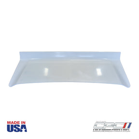 Front view of 1968 Mustang Shelby fastback trunk deck lid in white gel coat fiberglass for Ford Mustang restoration, CPC part BOD-068-021.