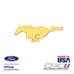  Canary yellow running horse emblem for 1994-2004 Ford Mustang front grille, Ford Official Licensed Product, CPC part EMB-000-056.
