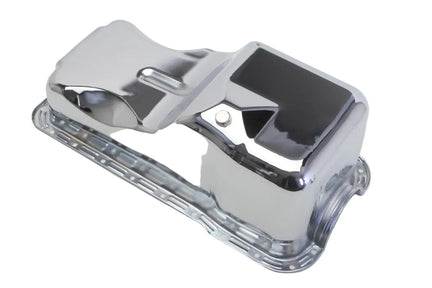 ENG-653-501 Chrome Oil Pan Top View for 1965-1983 Mustang Small Block Ford 260 289 and 302 V8