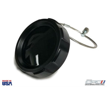 1966 Mustang GT350 Style Gas Cap, Restomod Black Finish, vented w/ Security Cable