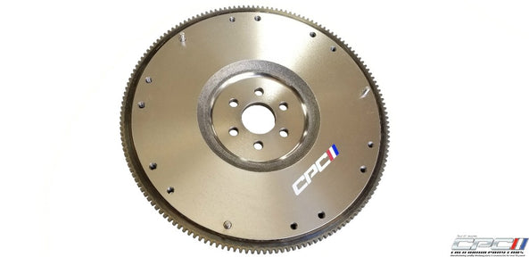 Top view of 1963-1973-Mustang special flywheel dual clutch pattern OEM# C3AZ-6375-A-C3AZ-6375-J, by California Pony Cars P/N TRA-658-747