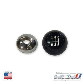 1964-1965-1966-Mustang-T5-5-Speed-pattern-Shift-Knob-top-view-C5ZZ-7213-T5-TRA-646-101-C5ZZ-7213-A-Made-in-USA-with-chrome-base-locking-nut-trim-bezel 