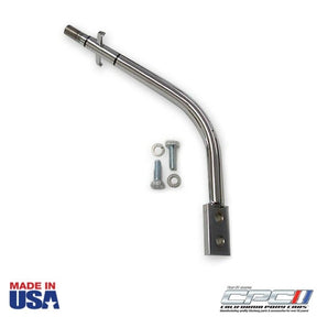 Side view of 1965–1967 Ford Mustang T-5 5-Speed Shifter Lever Handle, OEM-style chrome, fits BorgWarner T-5 and Tremec TKO/TKX, Made in USA by California Pony Cars, OEM reference C5ZZ-7210-A.