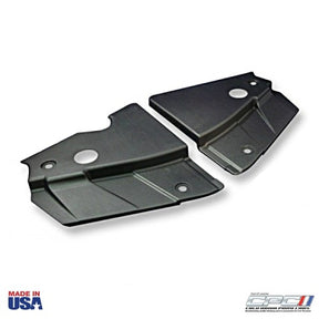 2005 2009 Mustang GT V6 radiator cove extension panels kit top view by California Pony Cars ENG058042 USA made