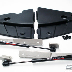 2005-2009 Mustang V6 GT hood strut lift kit with radiator extension covers ENG-059-345 Made in the USA by California Pony Cars