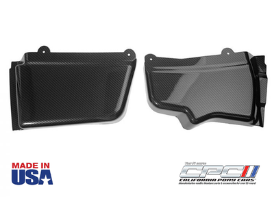 Top View of 2005-2014 Mustang GT, V6 Battery & Master Cylinder Covers in Hydrocarbon gloss finish. 