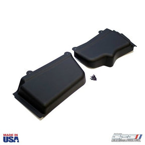 2005-2014 S197 Ford Mustang V8, V6 Battery & Master Cylinder Cover kit, ENG-058-609 USA-MADE by California Pony Cars, top view.