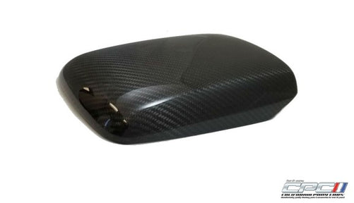Side view of 2013-2018 Focus ST and RS carbon fiber arm rest cover, made by California Pony Cars. 