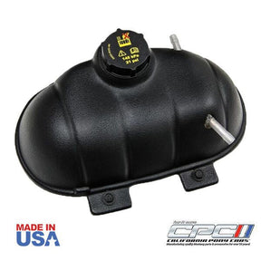 2015-2023 Mustang Coolant Reservoir Tank Cover ENG-015-333 black finish by California Pony Cars – installed view