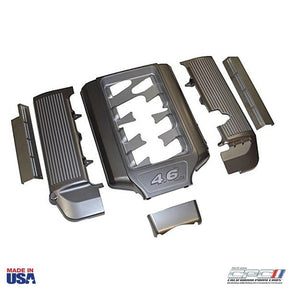 2005-2010 4.6L "Open Runner Plenum Engine Dress Up Kit Without Fuse Box Cover, Gun Metal