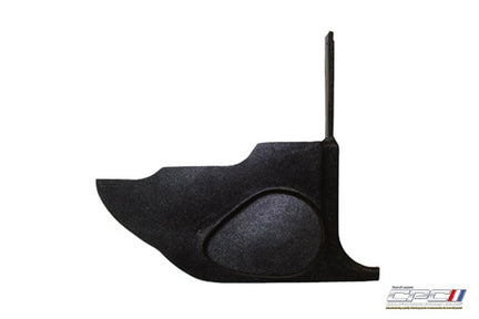 Side view of 1971-1973 Mustang Coupe or Convertible kick panels with speaker pods, made of ABS and Made in USA.  